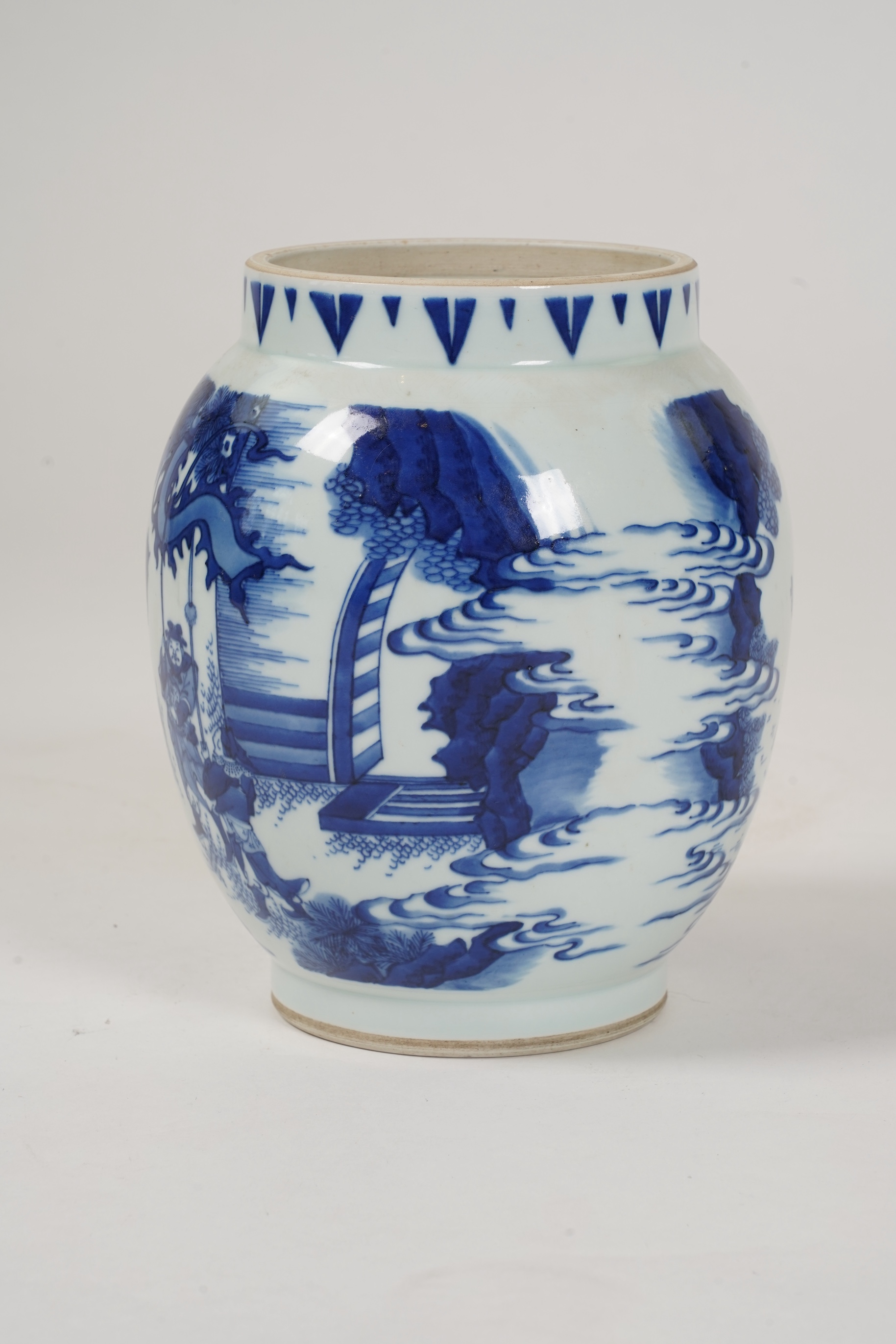 A Chinese blue and white lantern shaped vase, probably Chongzhen period